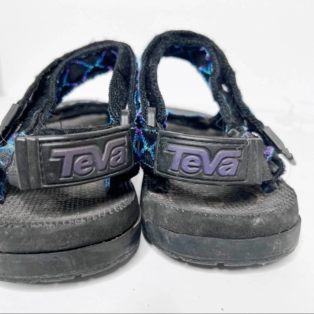 Vintage Y2K Teva Black Blue Strappy Hiking Water Sandals Size 8 Men’s